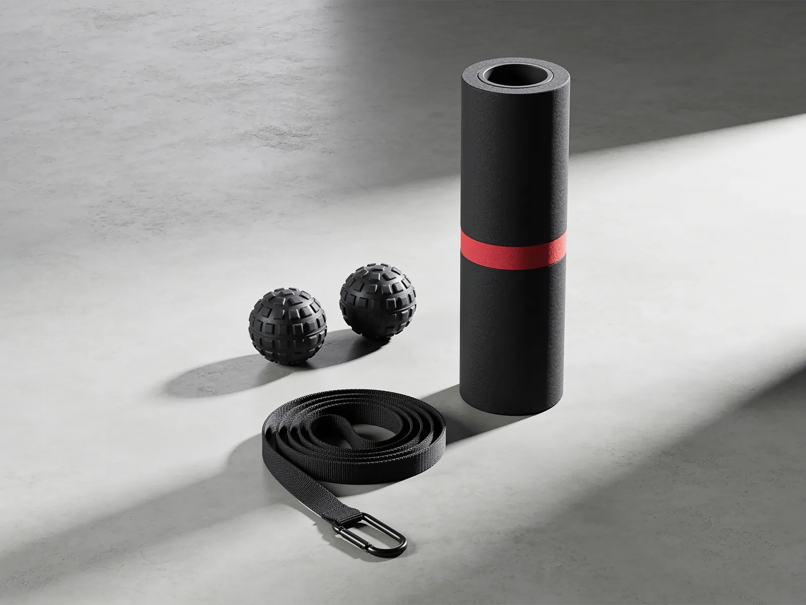 Starter Set — Roller, balls and strap. The floor, covered.